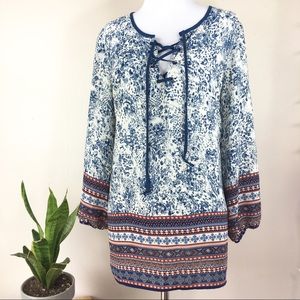 Zac & Rachel Lace Up Blouse Sz Large